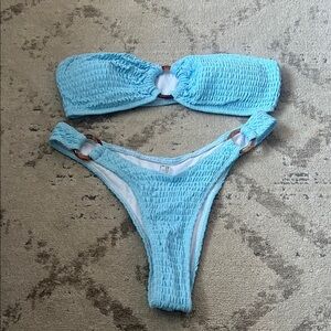 SHEIN Light Blue Textured Bikini